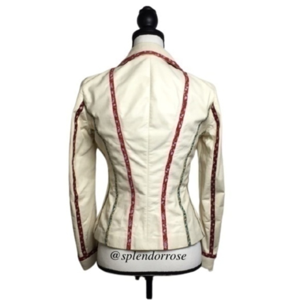 Roberto Cavalli 100% leather Italian Blazer jacket floral real leather - Picture 7 of 16